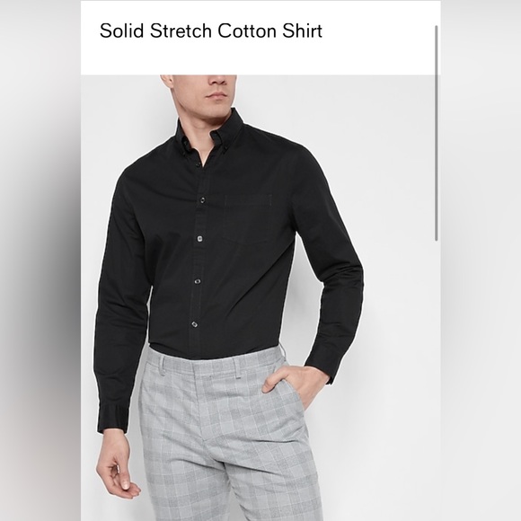 Nwt -EXPRESS SOLID STRETCH COTTON XL SHIRTCOLOR BLACK - Picture 7 of 8
